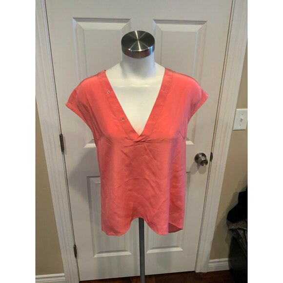 Sies Marjan Dark Pink Silk V-Neck Top, Size 2 - Picture 1 of 9